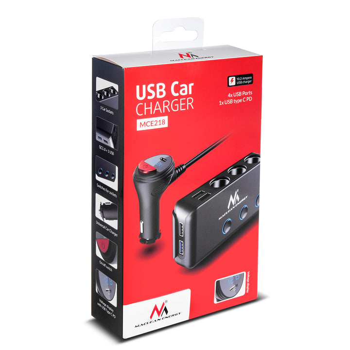 Rozdzielacz gniazda zapalniczki 12-24V 4xusb + kabel