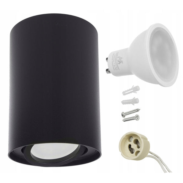 Plafon okrągły Maclean czarny MCE422 B + żarówka LED GU10 5W 4000K