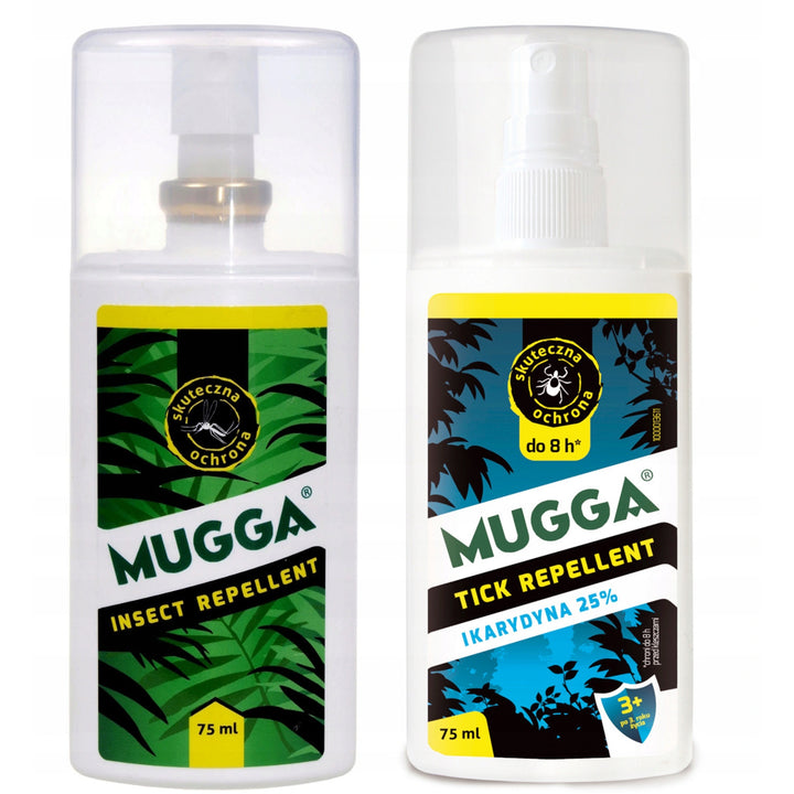 Zestaw na komary i kleszcze Mugga Spray 9,5%75ml + 25% Ikarydyna 75ml