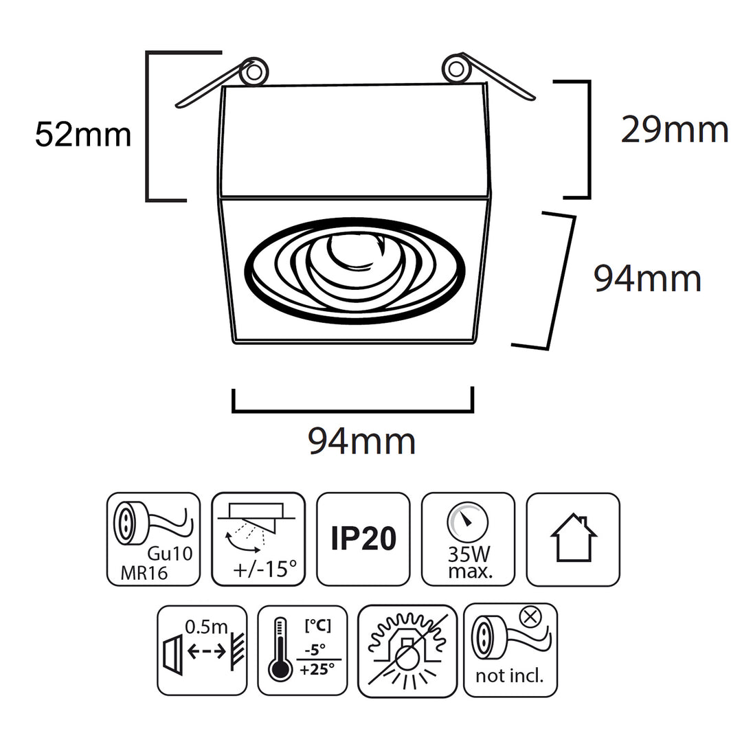 Oprawa oświetleniowa podtynkowa MCE464 W 7W + Led GU10