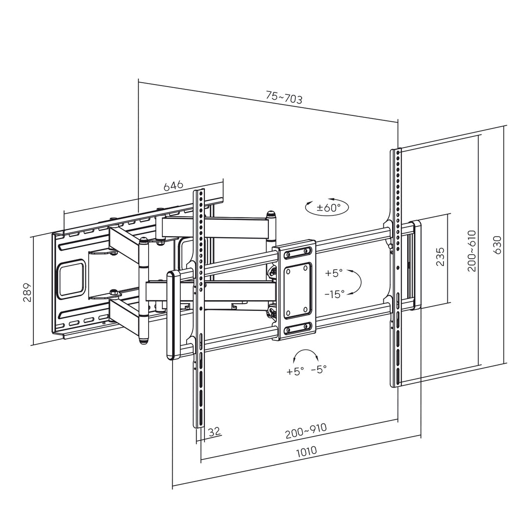 Uchwyt do TV ekonomiczny Maclean, max VESA900x600, 60-120", 120kg, czarny, MC-482