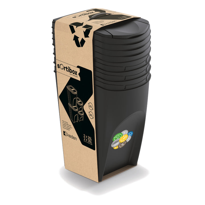 Kosz na śmieci Keden SORTI BOX 2x25 + 2x35l - czarny recykling