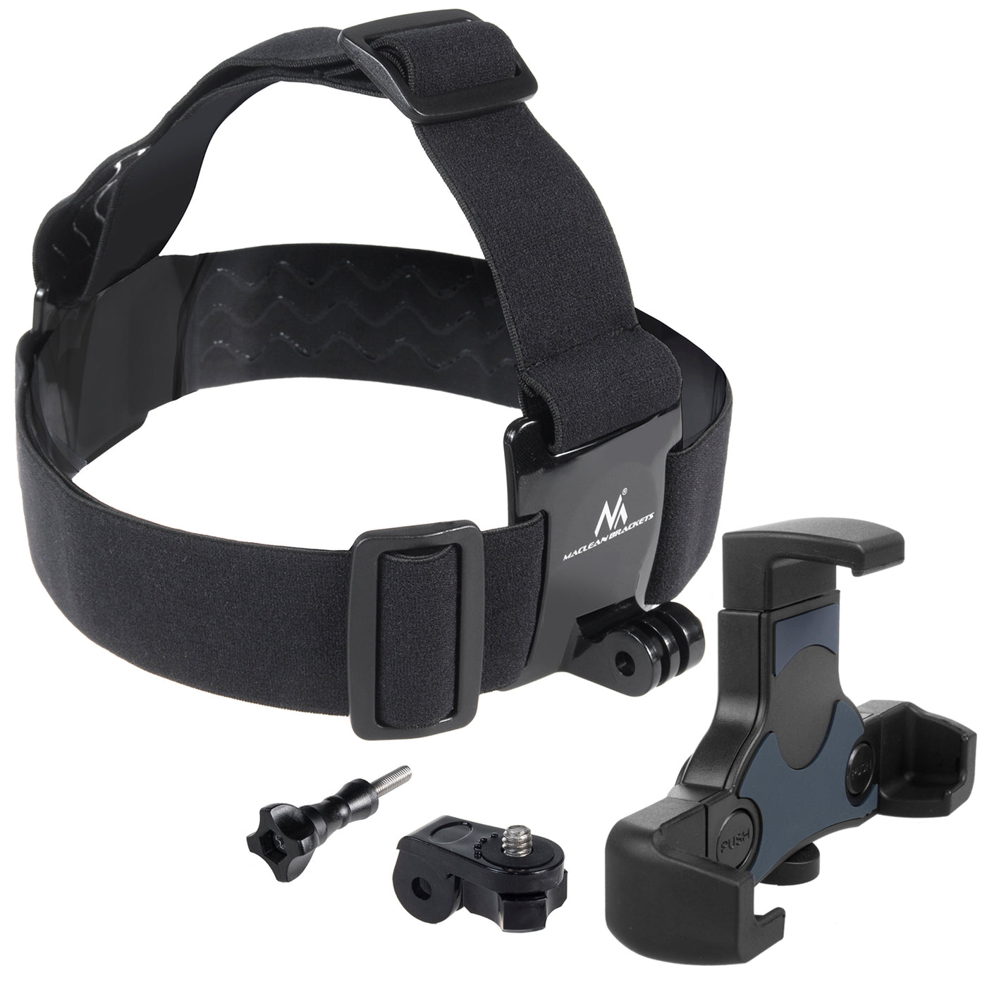 Sportowa opaska na głowę Maclean, obrotowa, do telefonu, aparatu, kamer GoPro i innych, uniwersalna, MC-448