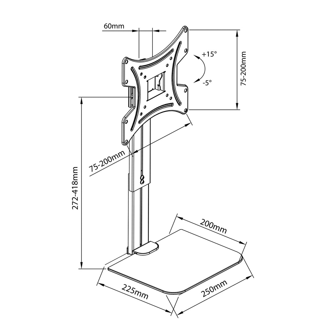 Uchwyt na ścianę do TV z półką Maclean, max. 20kg, max. VESA 200x200, dla TV 15-42", MC-451