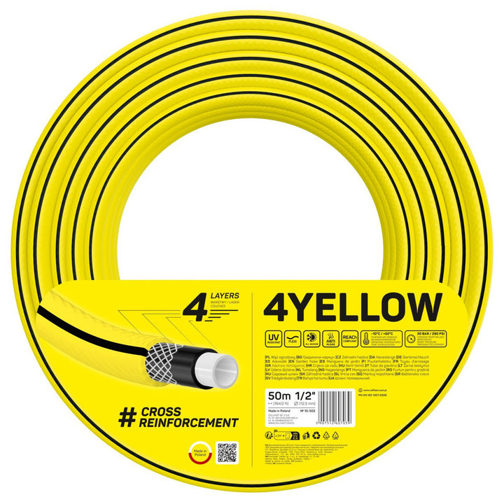 Wąż ogrodowy CELLFAST 4YELLOW 10-502 1/2" 50m 4-warstwowy