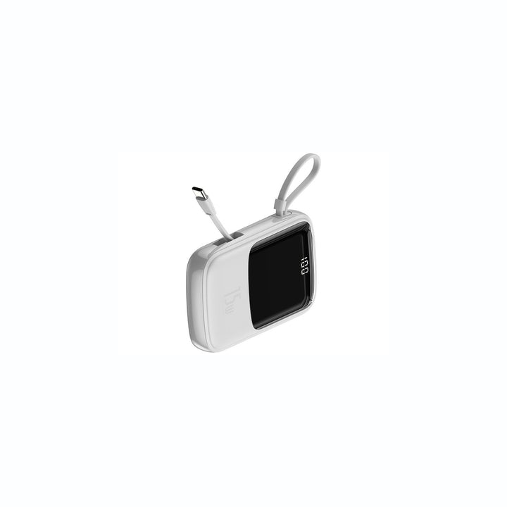 Powerbank Baseus Qpow z kablem USB-C, USB-C, 2xUSB, 10000mAh, 15W biały