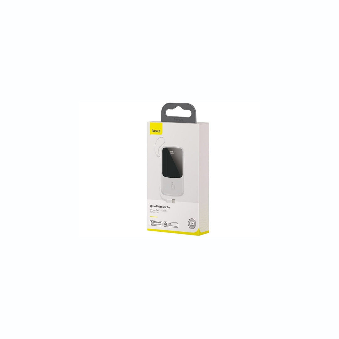 Powerbank Baseus Qpow z kablem USB-C, USB-C, 2xUSB, 10000mAh, 15W biały