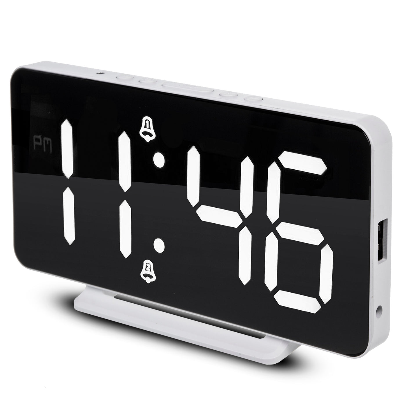 Zegar z alarmem i funkcją termometru, GreenBlue, biały, GB383