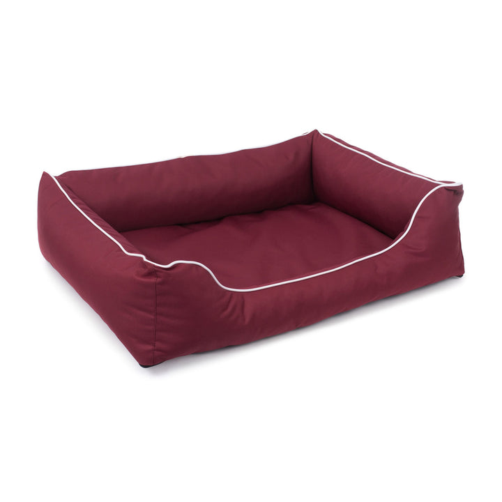 Legowisko dla psa Sofa Valencia Orthopedic w kolorze bordowym z białym wykończeniem 100 x 75 cm