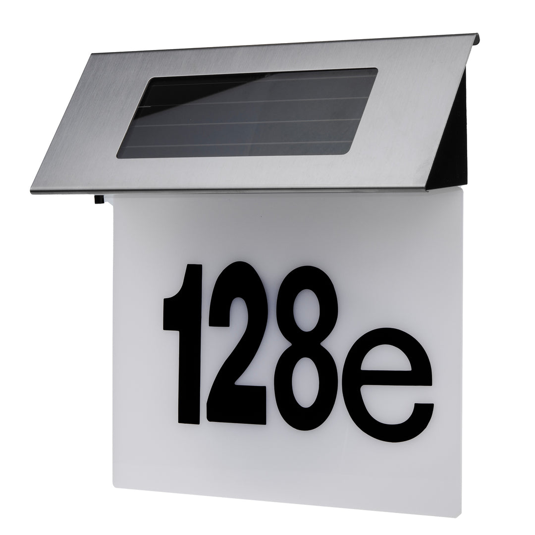 Solarna lampa LED z numerem domu Maclean, IP44, 1W, 60lm, 6000K, akumulator 600 mAh, 2,5V DC 70mA, MCE423