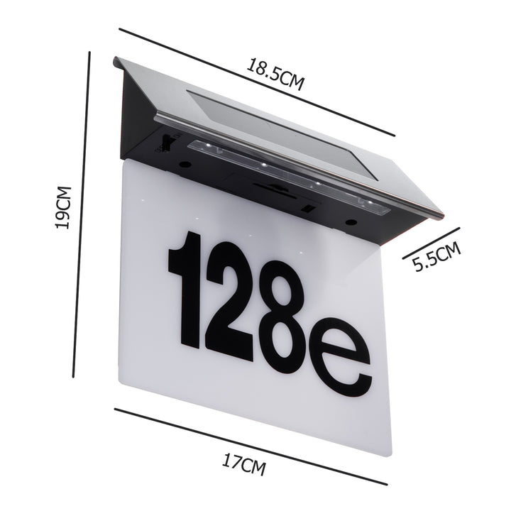 Solarna lampa LED z numerem domu Maclean, IP44, 1W, 60lm, 6000K, akumulator 600 mAh, 2,5V DC 70mA, MCE423