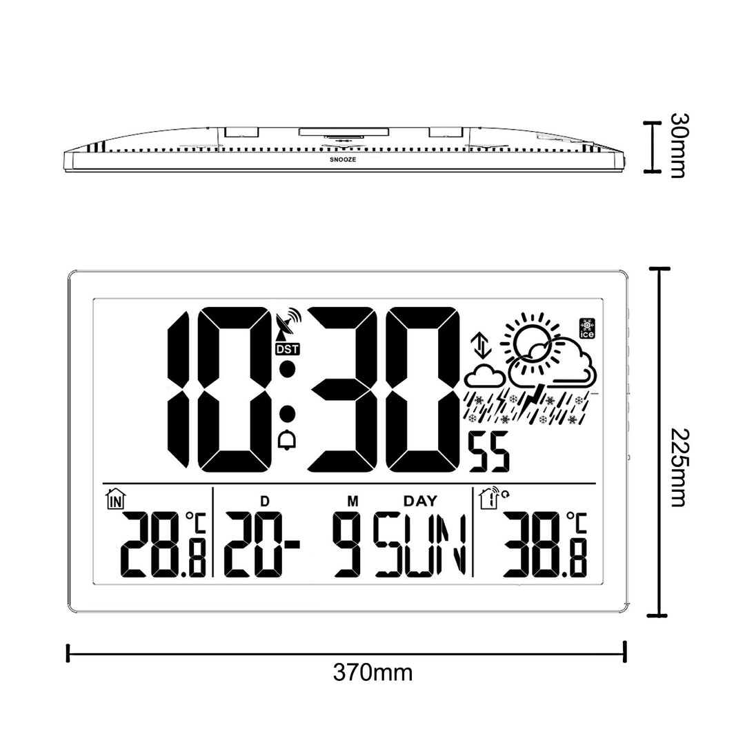 Zegar ścienny LCD bardzo duży GreenBlue, temperatura, data, GB218