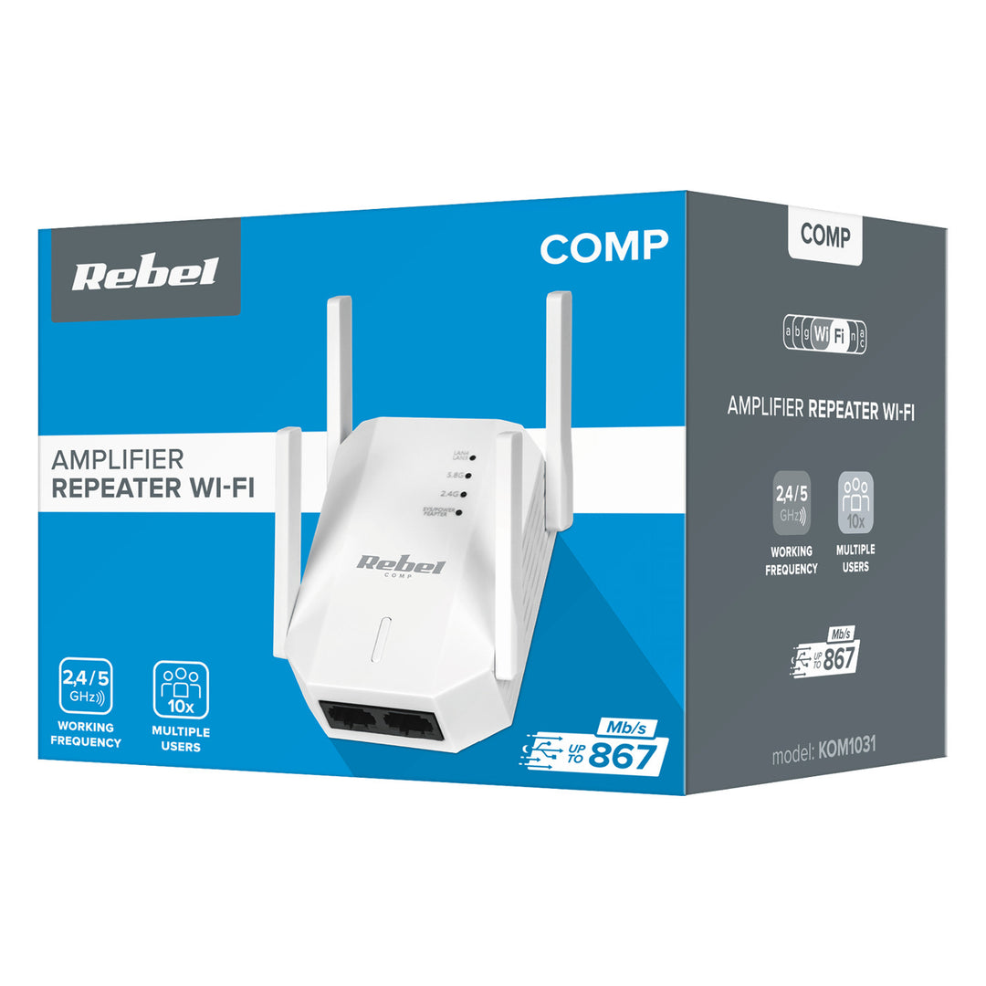 Repeater - wzmacniacz sieci bezprzewodowej 2.4+5 GHz Rebel