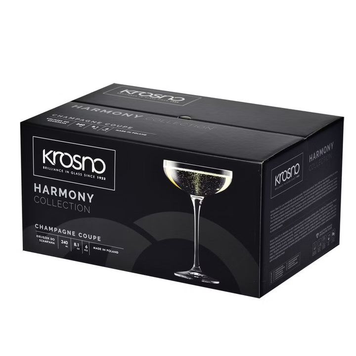 Płaskie kieliszki do szampana Harmony 240 ml Krosno Glass (komplet 6 szt.)