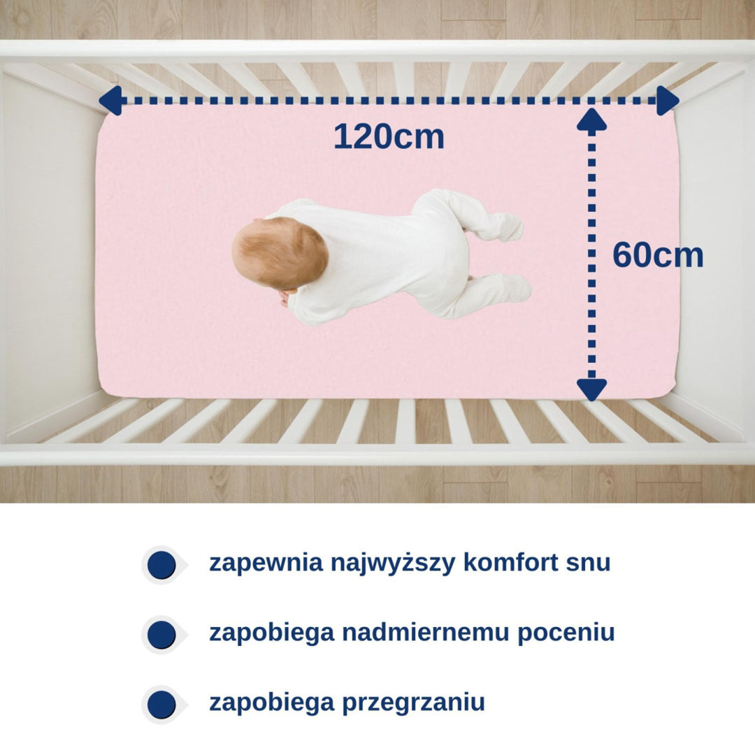 Prześcieradło nieprzemakalne Snibbs, różowe, 60x120 cm, T-SNI-100232