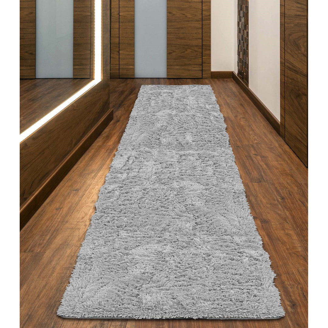 Dywan pluszowy, krótki włos, antypoślizgowy, 80 x 300 cm, jasnoszary, DYWSHA80/300J-SZ