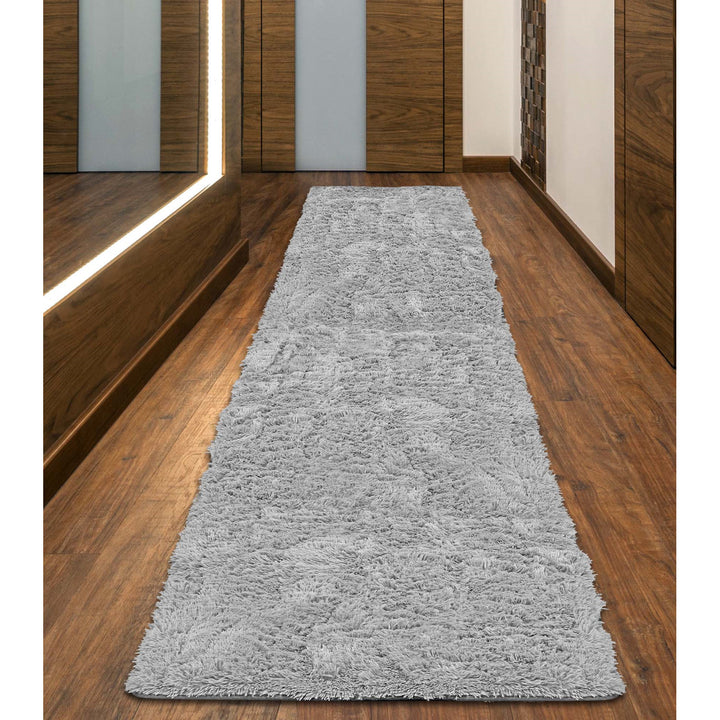 Dywan pluszowy, krótki włos, antypoślizgowy, 80 x 300 cm, jasnoszary, DYWSHA80/300J-SZ