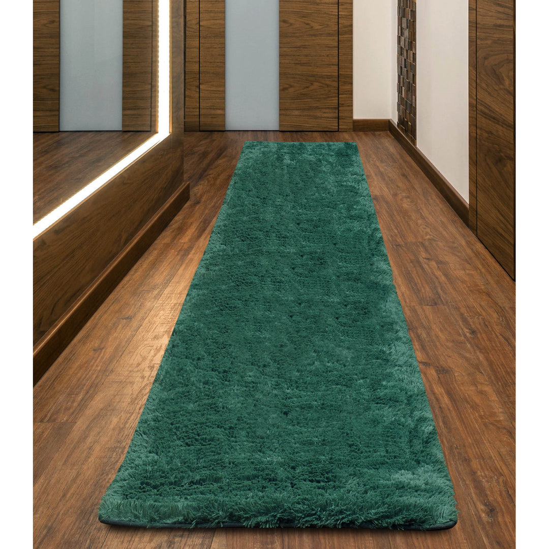 Dywan pluszowy, krótki włos, antypoślizgowy, 80 x 300 cm, zielony, DYWSHA80/300ZIE