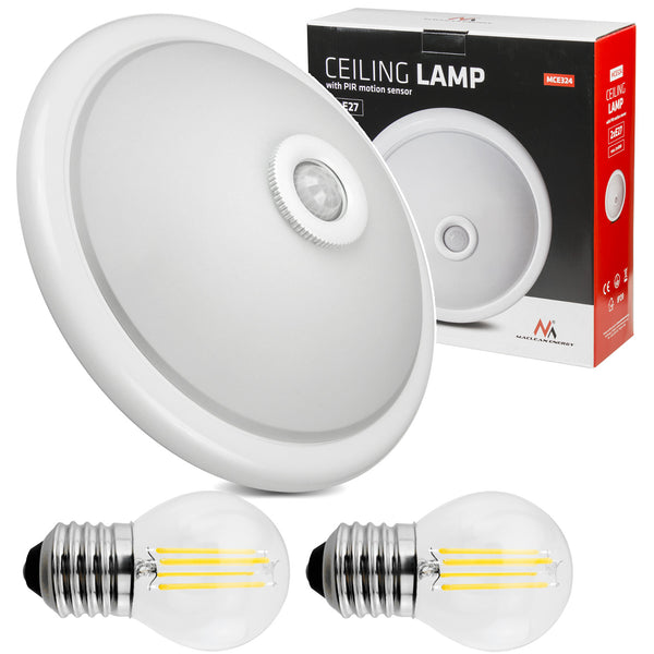 Plafon z czujnikiem PIR Maclean, sufitowy, z źródłem światła LED, 2x max. 40W, E27, 220-240V~ 50/60Hz, MCE324 + 2xMCE284