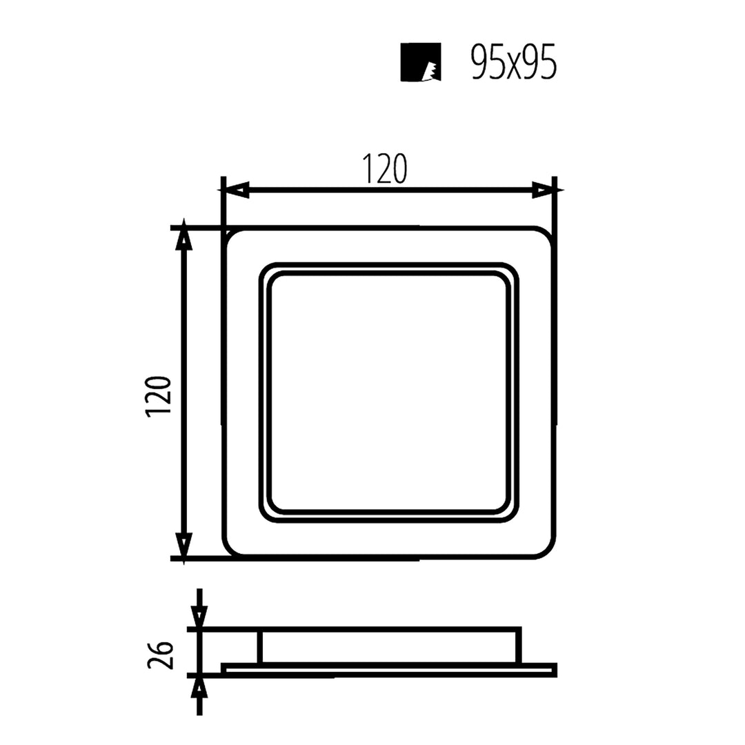 Panel LED sufitowy Maclean, podtynkowy SLIM, 9W, Neutral White 4000K, 120*120*26mm, 900lm, MCE373 S + adapter natynkowy MCE378 S