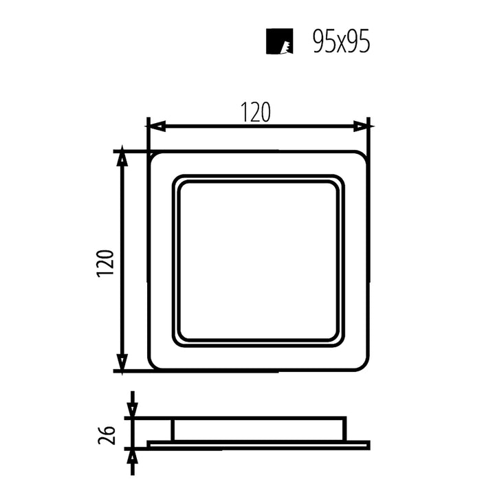 Panel LED sufitowy Maclean, podtynkowy SLIM, 9W, Neutral White 4000K, 120*120*26mm, 900lm, MCE373 S + adapter natynkowy MCE378 S