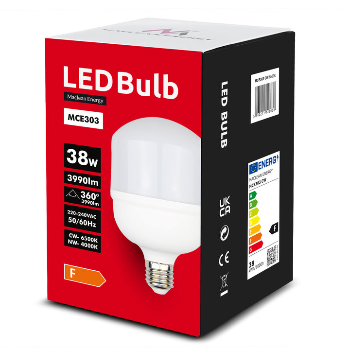 4z żarówka LED Maclean, E27, 38W, 220-240V AC, zimna biała, 6500K, 3990lm, MCE303 CW