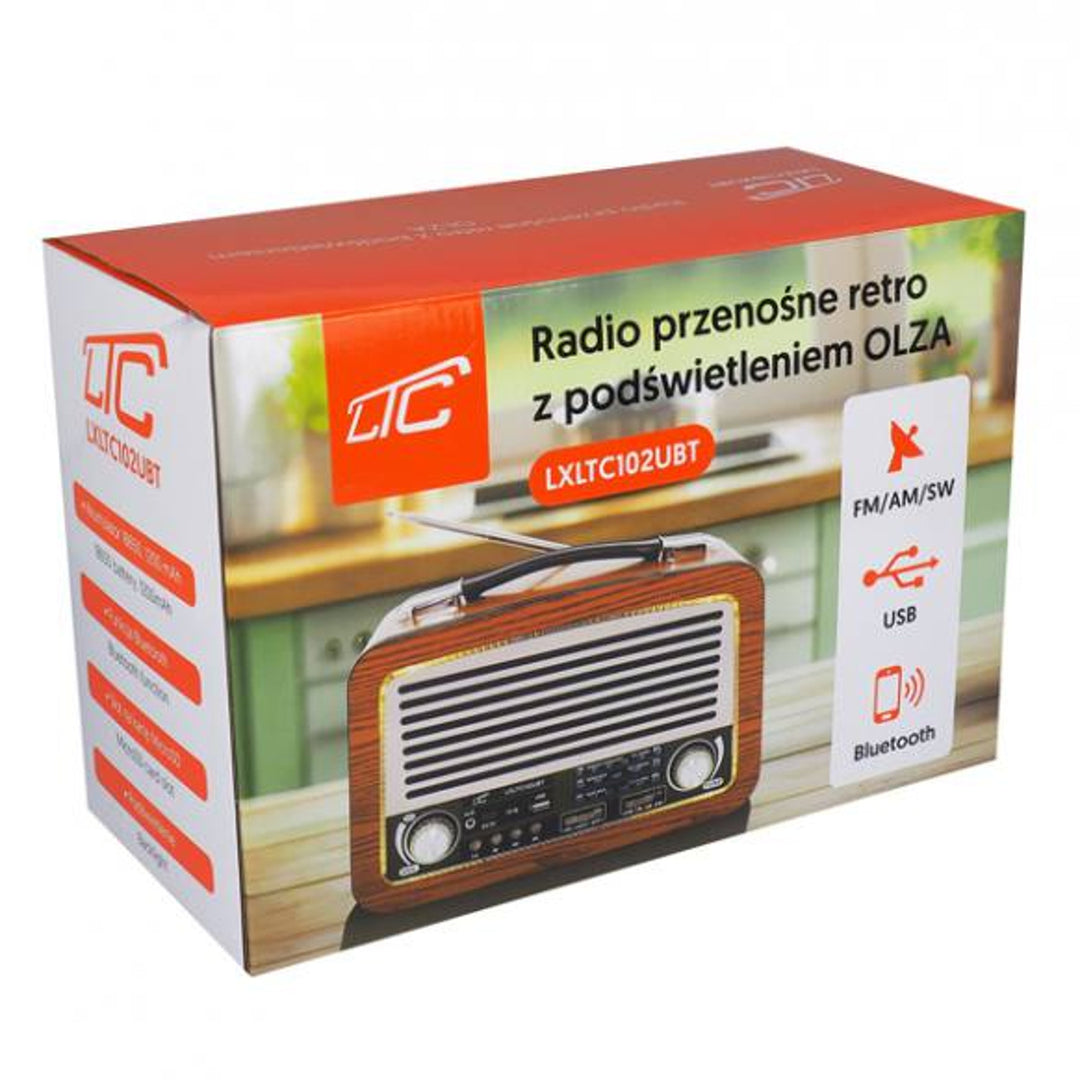 Radio przenośne LTC, teleskopowa antena, Bluetooth, FM/AM/SW, Olza Retro