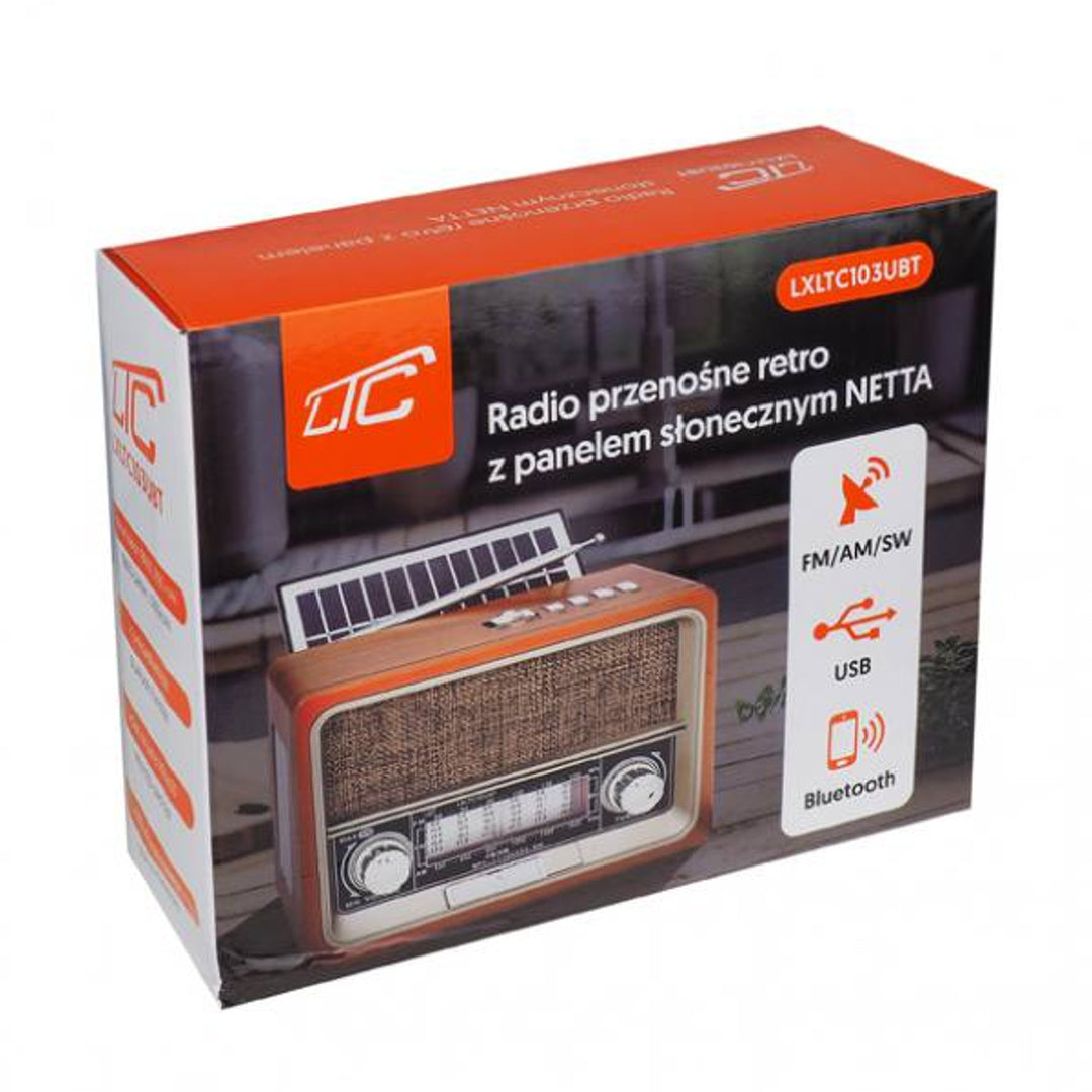 Radio przenośne LTC, Bluetooth, FM/AM/SW, USB, panel solarny, LXLTC103UBT